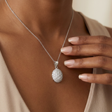 AAA cubic zirconia cluster pendant 14kt yellow gold close-up of dome