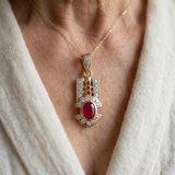 Oval Ruby Diamond Vintage Pendant Necklace 2.00tcw