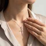 0.20tcw natural diamond cross in 14kt gold close-up
