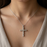 0.32tcw natural diamond cross in 14kt white gold close-up