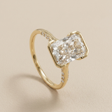 Half-Bezel Radiant Cut Diamond Engagement Ring With Hidden Diamonds 2.78tcw