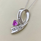 Pink Topaz & Diamond Pendant Necklace 0.72tcw