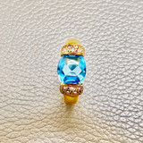 Cabochon Blue Topaz Diamond  Ring 2.57tcw