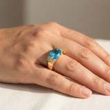 Cabochon Blue Topaz Diamond  Ring 2.57tcw