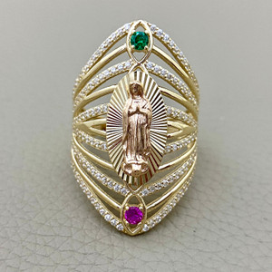 virgen de guadalupe ring 14k gold