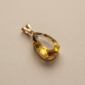 Pear Lemon Topaz Pendant 11.26tcw