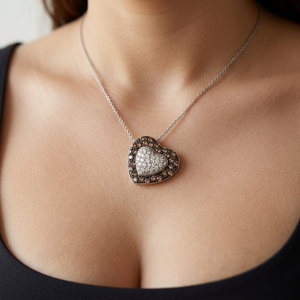 Champagne Diamond Heart Pendant Necklace 0.75tcw