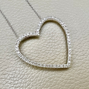 Large Open Heart Diamond Pendant Necklace 0.54tcw