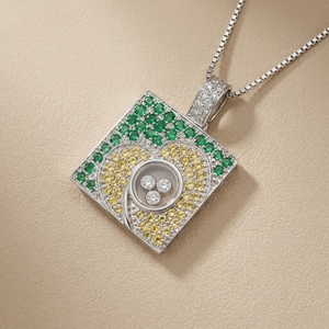 Tsavorite, Sapphire, Diamond Heart Pendant Necklace 0.91tcw