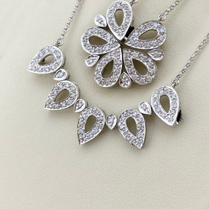 Double style diamond fashion necklace featuring 0.44tcw diamonds, crafted in elegant 14kt white gold Treasured & Co.