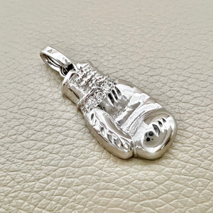 Boxing gloves diamond pendant crafted in 14kt white gold, designed for men with a bold and unique style Treasured & Co.