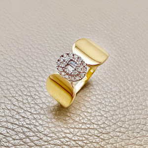 Stunning baguette & round gold ring 0.24tcw, made with zirconia stones and 14kt gold. A simple yet elegant ring for women by Treasured & Co.