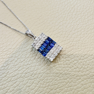 Sapphire And Diamond Pendant Necklace 1.40tcw