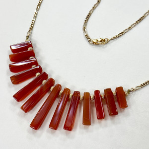 Red Agate Gold Statement Necklace