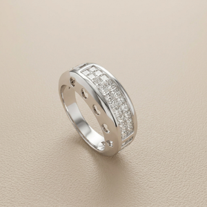 Double Row Invisible-Set Diamond Wedding Ring 0.72tcw