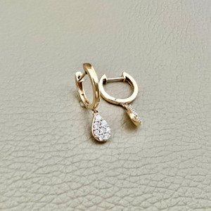 Pave Diamond Drop Earrings 0.29tcw