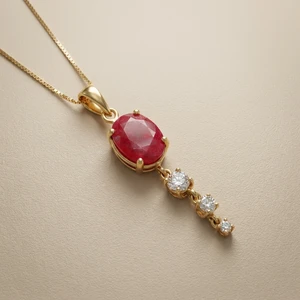 Oval Ruby Diamond Drop Necklace | 14K Yellow Gold 2.43 ct tw