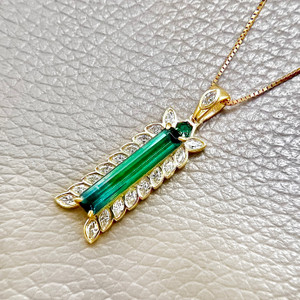 Bi-Color Tourmaline Diamond Pendant