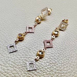 Fashion Open Square Dangling Earrings 2.00tcw