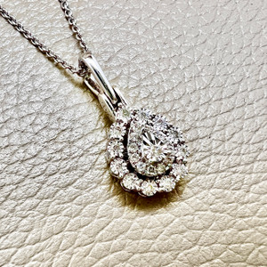 Pear Shape Double Halo Pendant Necklace 0.20tcw Pear Shape Double Halo Pendant Necklace 0.20tcw