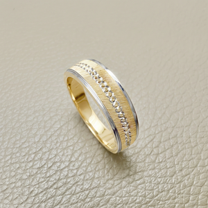 Two Tone Textured Step Wedding Ring 6mm