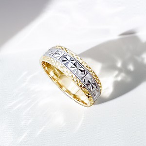 Diamond Pattern Comfort Fit Wedding Band 6mm