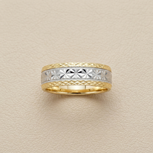 Diamond Pattern Comfort Fit Wedding Band 6mm