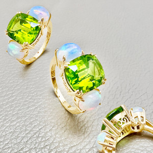 Peridot Opal Cocktail Ring 7.22 tcw in 14 kt Gold – Unique Rings For Women Peridot Opal Cocktail Ring 7.22 tcw in 14 kt Gold – Unique Rings For Women