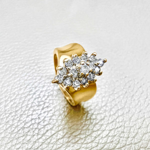 Vintage Diamond Cluster Ring Detail View Vintage Diamond Cluster Ring Detail View