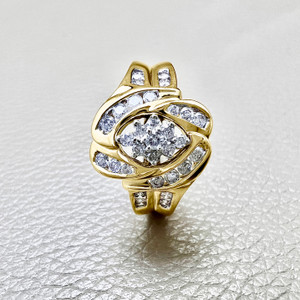Vintage Diamond Cluster Ring with 0.75tcw Yellow Gold | Treasured & Co Vintage Diamond Cluster Ring with 0.75tcw Yellow Gold | Treasured & Co