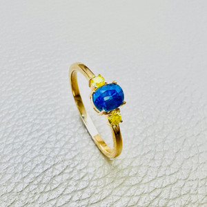 Madagascar sapphire & yellow diamond ring 0.40tcw in 14k yellow gold Madagascar sapphire & yellow diamond ring 0.40tcw in 14k yellow gold