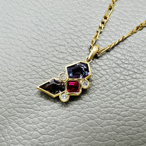 Zoisite, Red Spinel, Diamond Necklace 1.96tcw by Treasured & Co. Zoisite, Red Spinel, Diamond Necklace 1.96tcw by Treasured & Co.