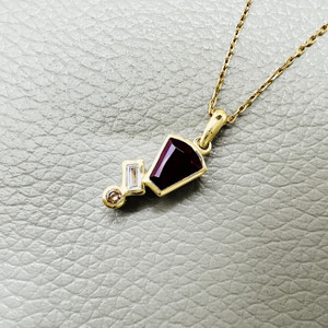 Garnet, Baguette & Champagne Diamond, Drop Pendant Necklace 1.14tcw Garnet, Baguette & Champagne Diamond, Drop Pendant Necklace 1.14tcw
