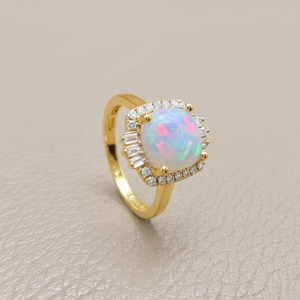 Opal Diamond Halo Ring 1.61tcw