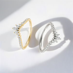 Women's Graduated Marquise & Round Diamond Chevron Wedding Ring 0.32tcw Women's Graduated Marquise & Round Diamond Chevron Wedding Ring 0.32tcw