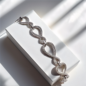 Close-up of natural diamonds totaling 1.25 tcw in tennis bracelet Close-up of natural diamonds totaling 1.25 tcw in tennis bracelet