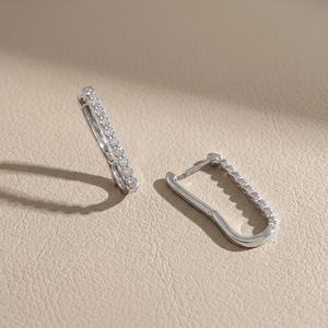 Bezel Diamond Oval Shape Hoops 0.25tcw WG