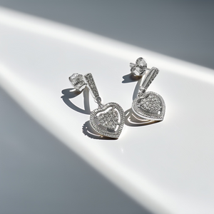 Diamond Earrings Studs Dangling Hearts 0.16tcw WG