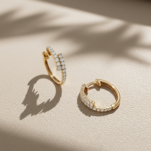 Diamond Hoop Earrings 0.42tcw 4mm Yellow Gold