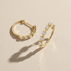 Spaced Diamond Hoop Earrings 0.45ct Yellow Gold