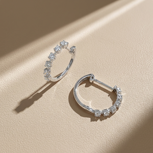 Spaced Diamond Hoop Earrings 0.45ct White Gold