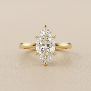 Marquise diamond engagement ring hidden halo yellow gold front view 3.26tcw