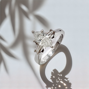 Marquise Baguette Three Stone Diamond Engagement Ring White Gold 1.04tcw Marquise Baguette Three Stone Diamond Engagement Ring White Gold 1.04tcw