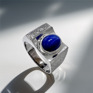 Oval Star Sapphire Diamond Ring | Men's Rings