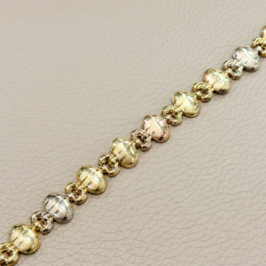 18kt tri-color gold dome bangle bracelet 9.75mm front view