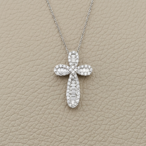 Diamond Cross Necklace White Gold 0.50tcw