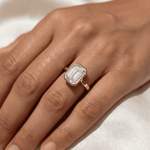 3ct Emerald Cut Bezel Solitaire Engagement Ring