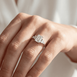 2ct Emerald Cut Diamond Engagement Ring | Accented Engagement Ring