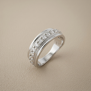 Men's Diamond Wedding Ring Milgrain WG 0.75tcw