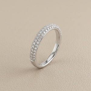 3-Row Diamond Wedding Ring White Gold 0.50ct